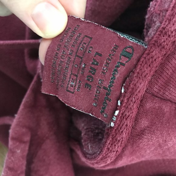 Vintage Retro Champion Reverse Weave Hoodie Sweatshirt Maroon Red Adult Large A5 - Picture 6 of 6